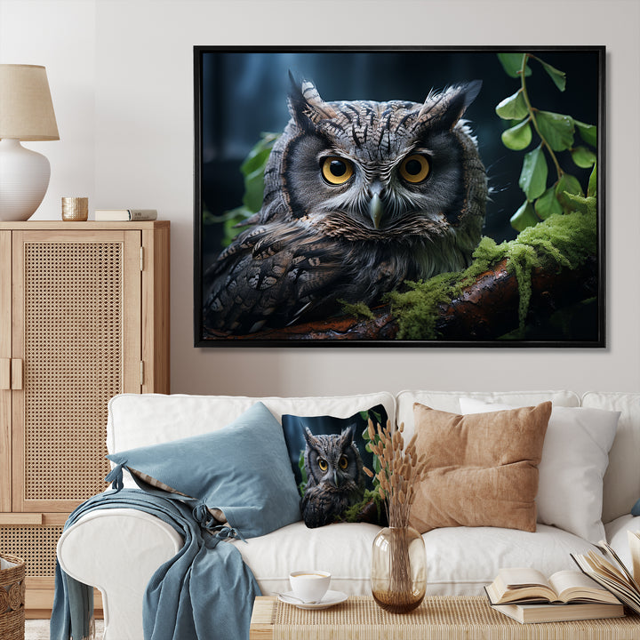 Grey Owl Portrait - Owl Bedroom Wall Art