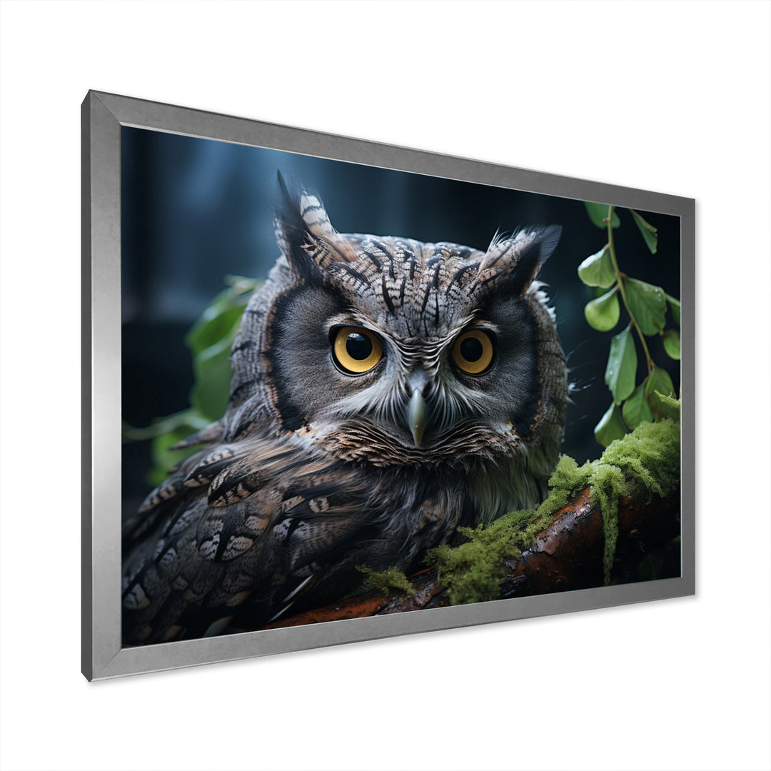 Grey Owl Portrait - Owl Bedroom Wall Art