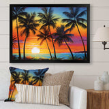 Colorful Bold Palm Trees Landscape IV - Floral Canvas Wall Art