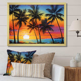 Colorful Bold Palm Trees Landscape IV - Floral Canvas Wall Art