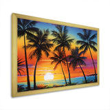 Colorful Bold Palm Trees Landscape IV - Floral Canvas Wall Art