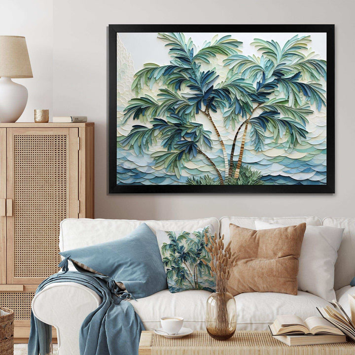 Green Minimalims Palm Trees VII - Floral Canvas Wall Art