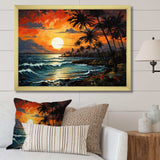 Palm Trees Sunrise I - Floral Canvas Wall Art