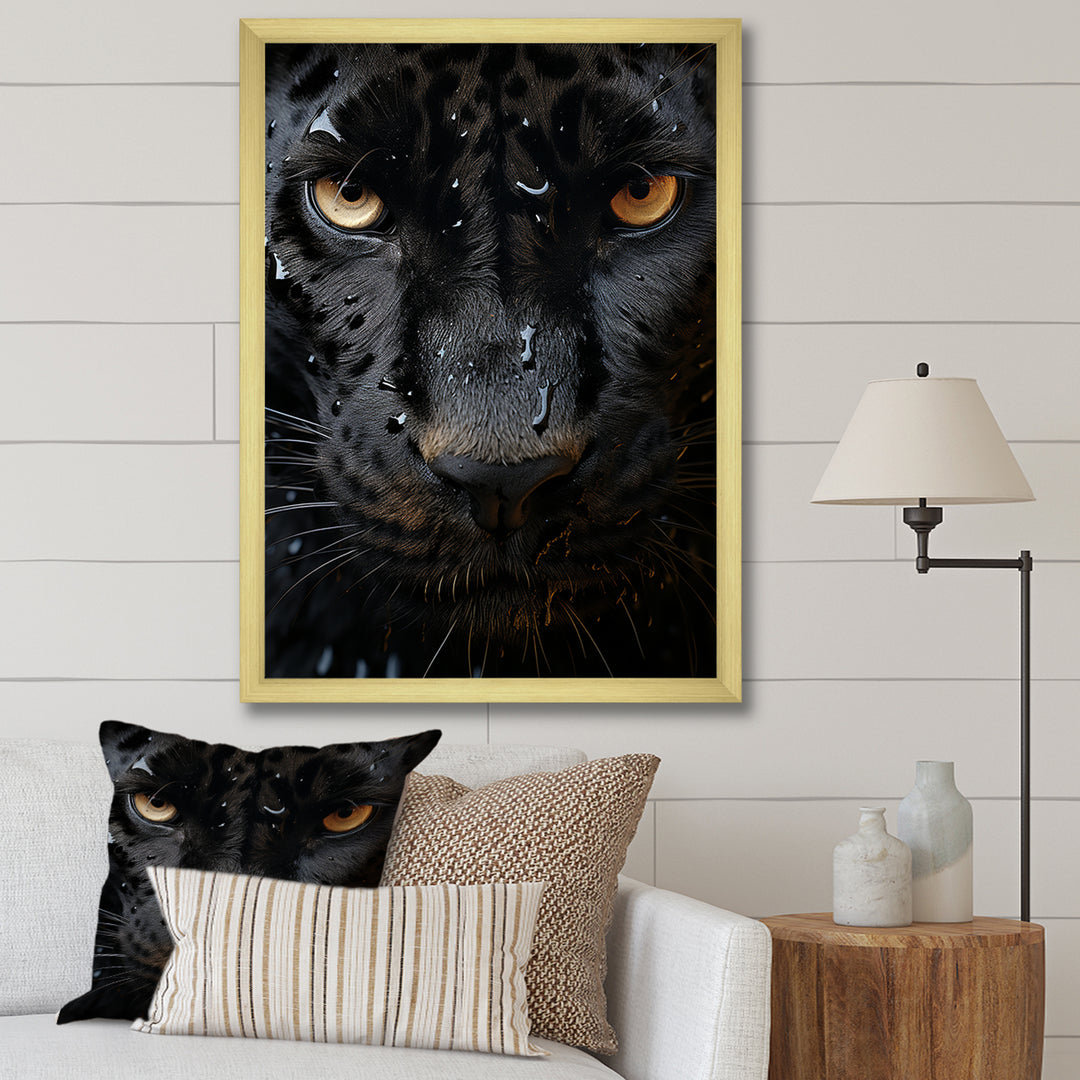 Black White Panther Abstract Encounter - Panther Wall Art Prints