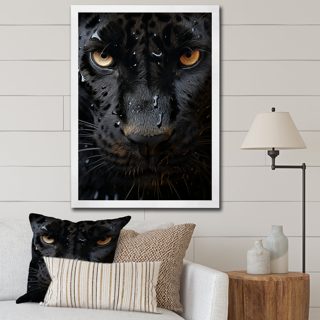 Black White Panther Abstract Encounter - Panther Wall Art Prints
