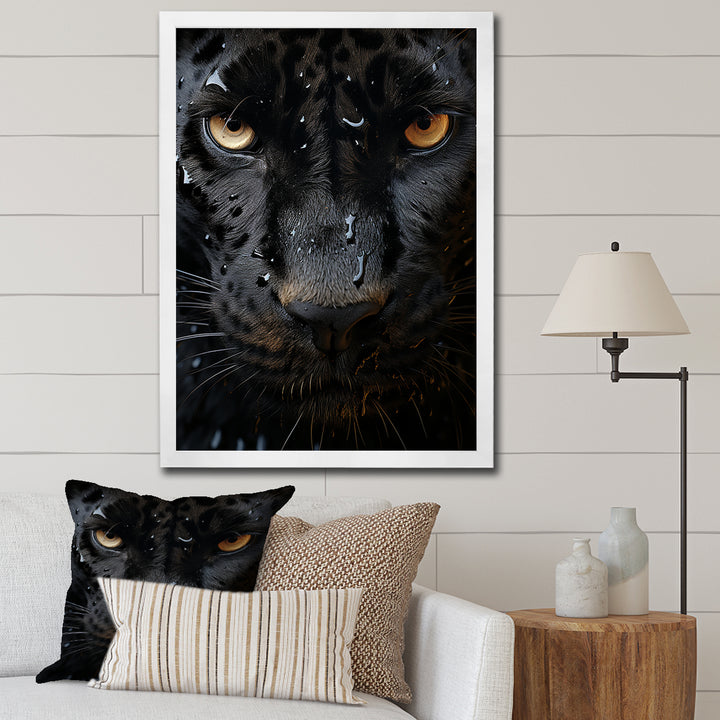 Black White Panther Abstract Encounter - Panther Wall Art Prints