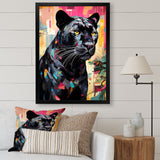 Black Pink Panther Popart - Panther Framed Canvas Art