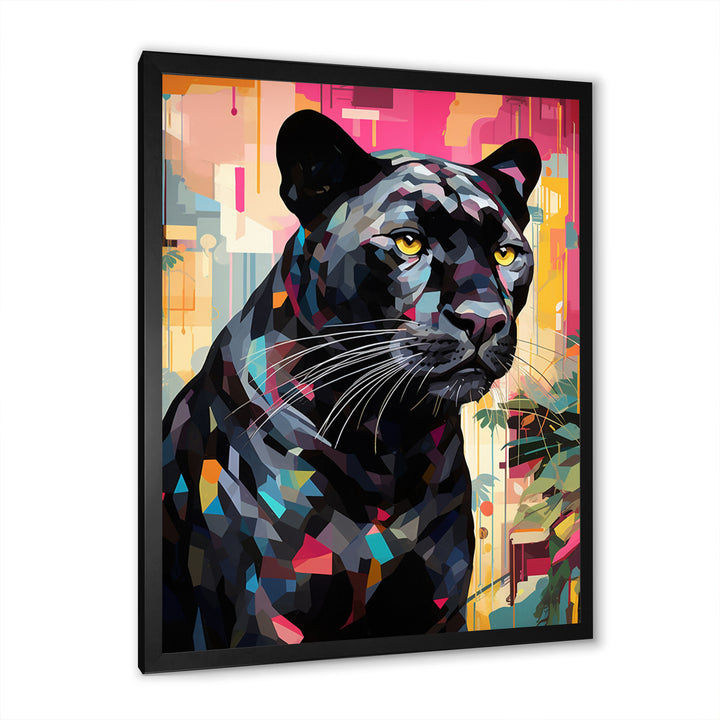 Black Pink Panther Popart - Panther Framed Canvas Art