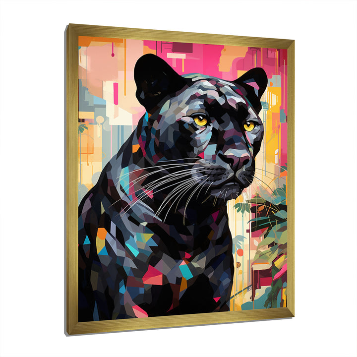 Black Pink Panther Popart - Panther Framed Canvas Art