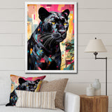 Black Pink Panther Popart - Panther Framed Canvas Art
