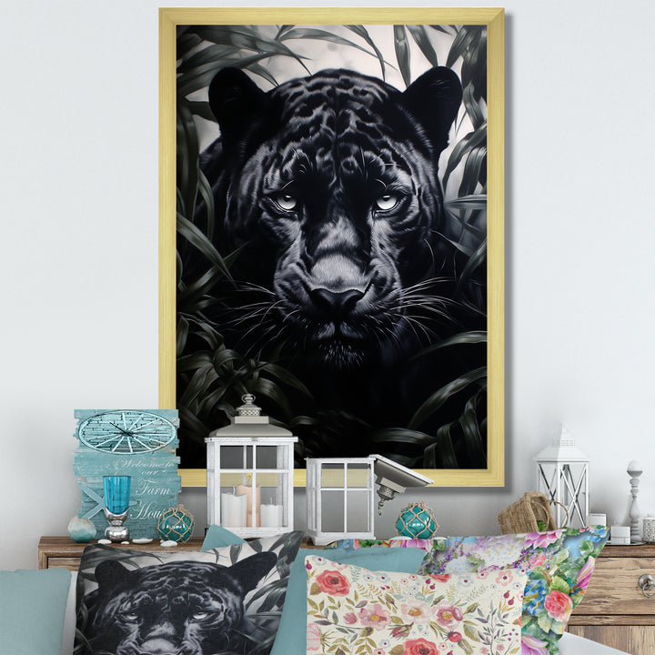 Black White Panther Contrasting Patterns - Panther Canvas Wall Art