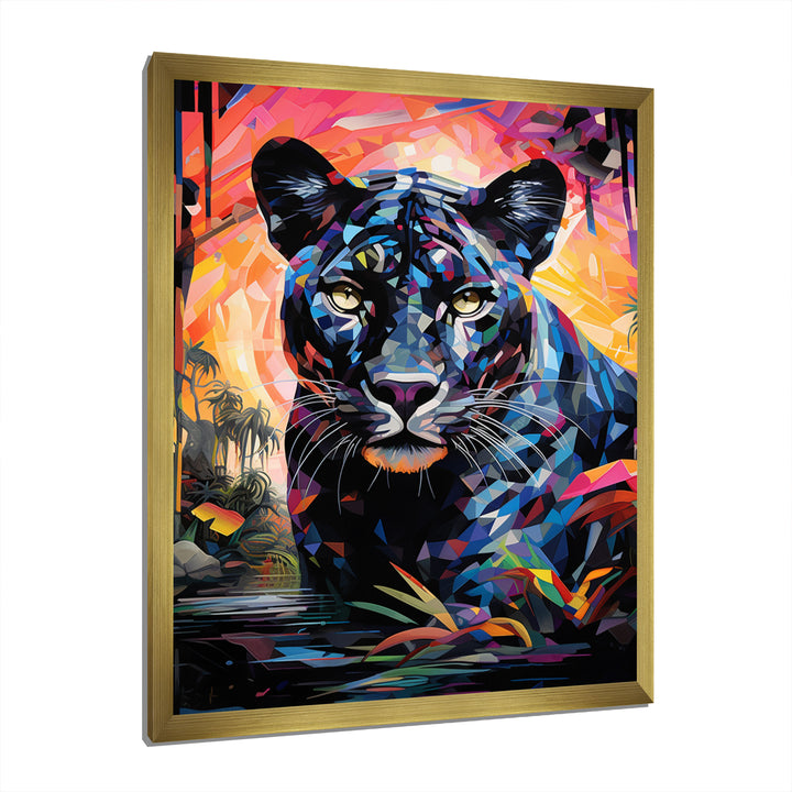 Colorful Panther Futuristic Wilderness Futurist - Multi-Color Panther Wall Art