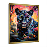 Colorful Panther Futuristic Wilderness Futurist - Multi-Color Panther Wall Art