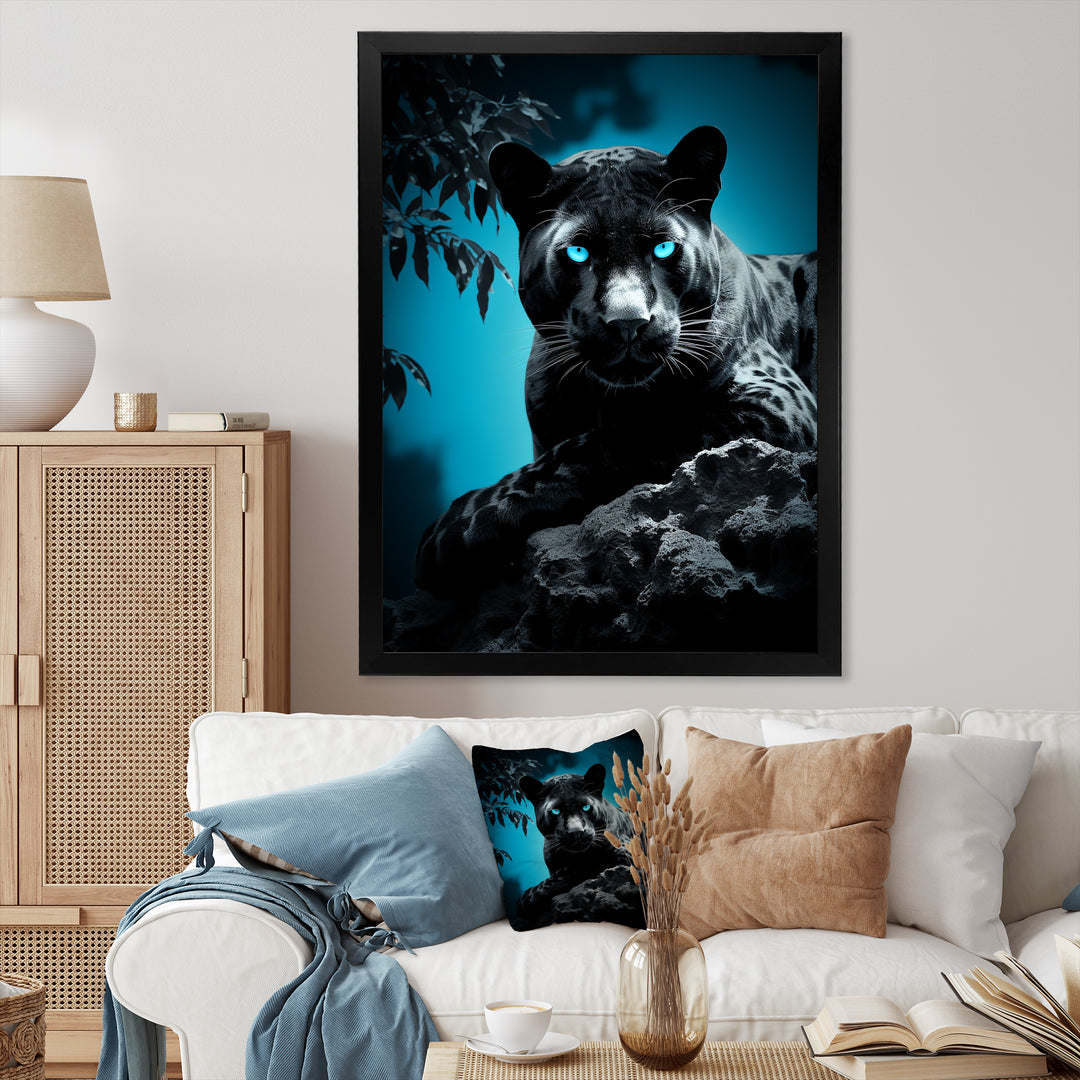 Red Blue Panther Hidden Observer Infrared - Panther Large Canvas Wall Art