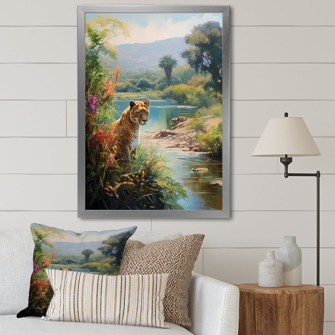 Coastal Tiger Impressionist Retreat - Tiger Living Room Wall Art