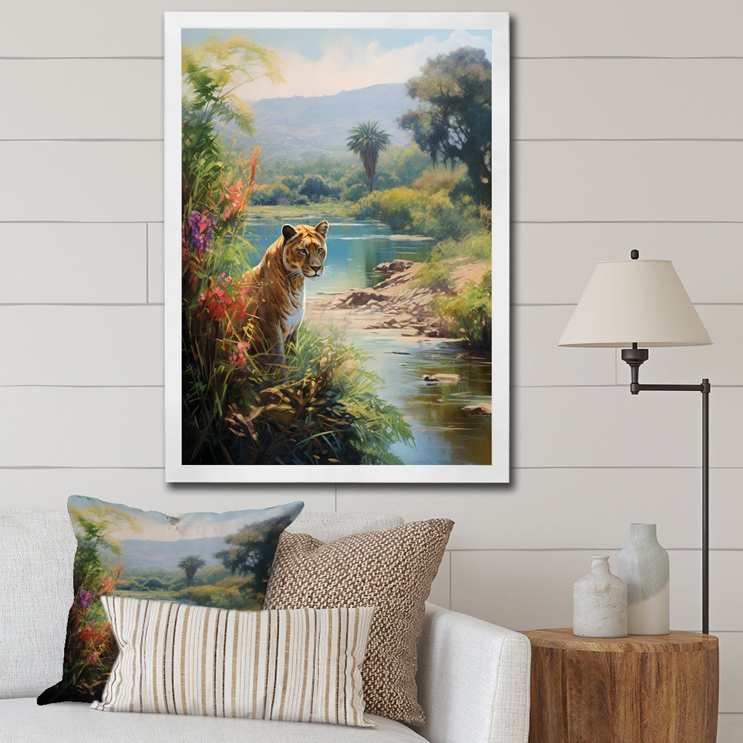 Coastal Tiger Impressionist Retreat - Tiger Living Room Wall Art