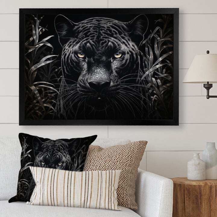 Black White Panther Nocturnal Majesty Scratchboard - Panther Wall Art Prints