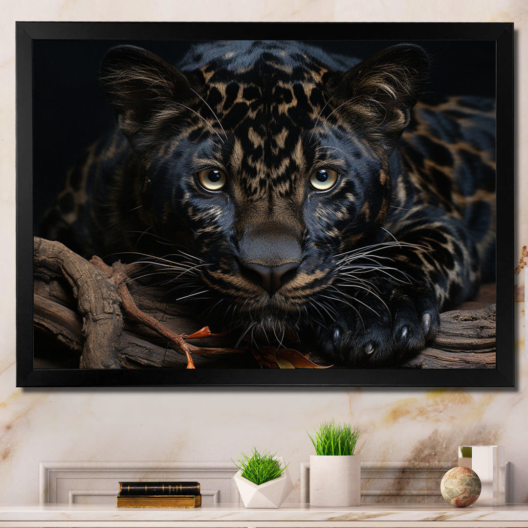 Black White Panther Portrait - Black Panther Wall Art