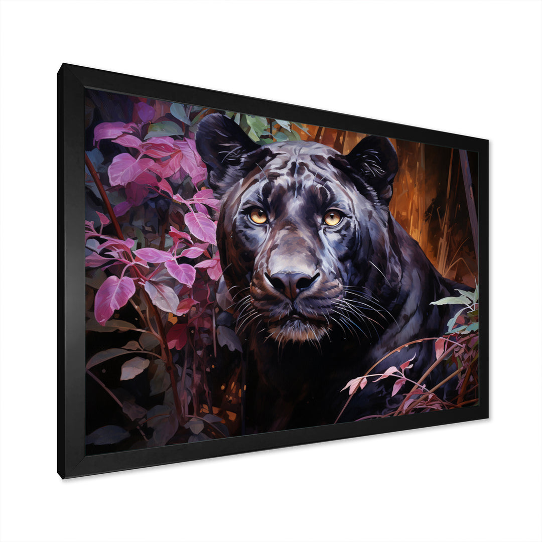 Purple Panther Romantic Twilight Watercolor - Panther Home Decor Art