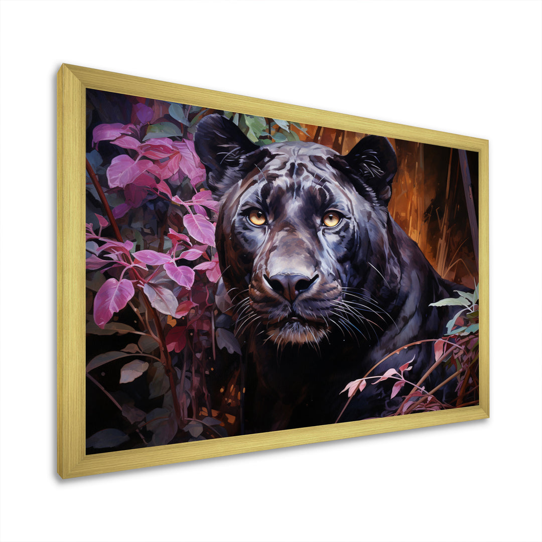 Purple Panther Romantic Twilight Watercolor - Panther Home Decor Art