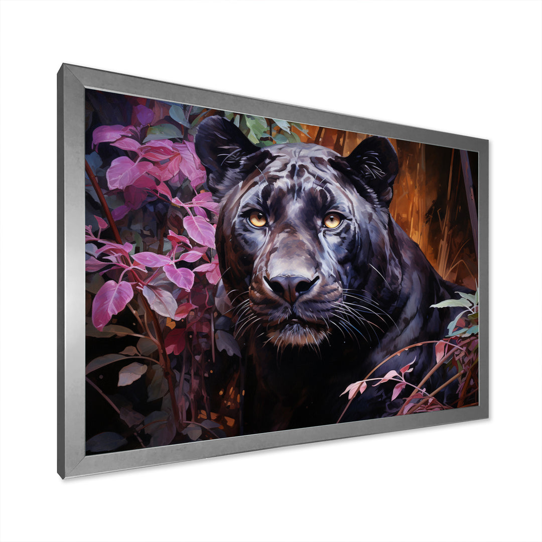 Purple Panther Romantic Twilight Watercolor - Panther Home Decor Art