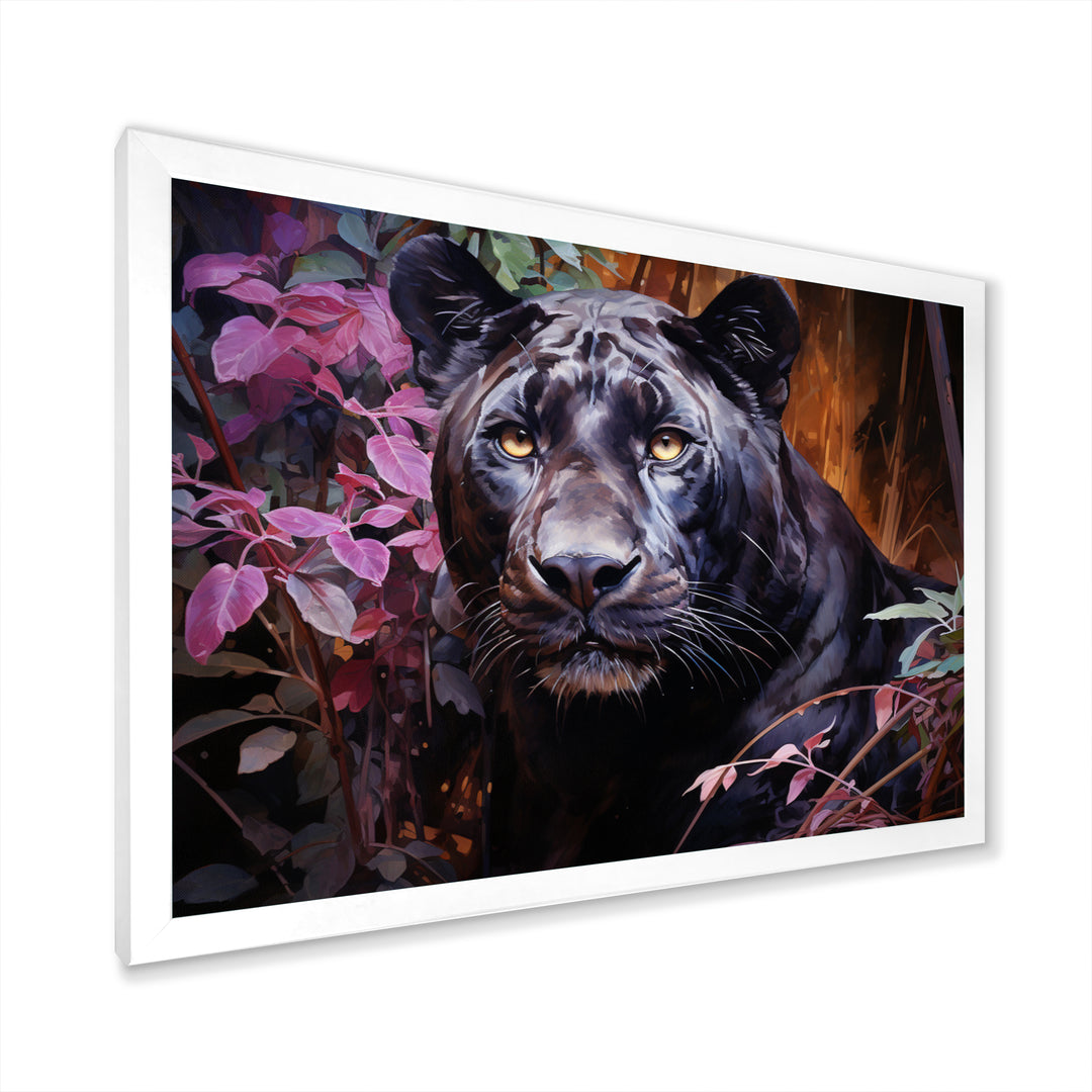 Purple Panther Romantic Twilight Watercolor - Panther Home Decor Art