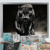Black White Panther Shadows Grace Charcoal - Panther Living Room Wall Art
