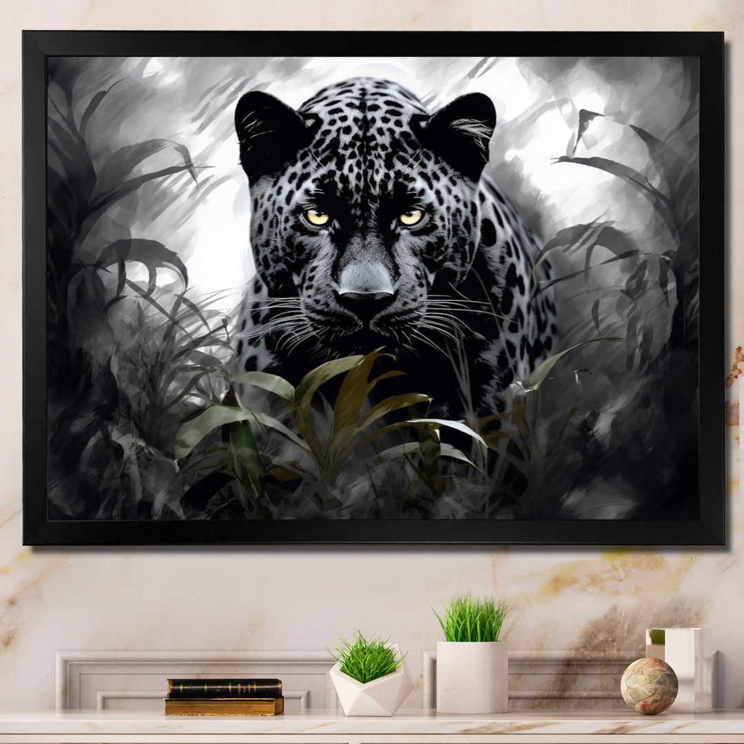Grey White Panther Silent Majesty - Panther Bedroom Wall Art