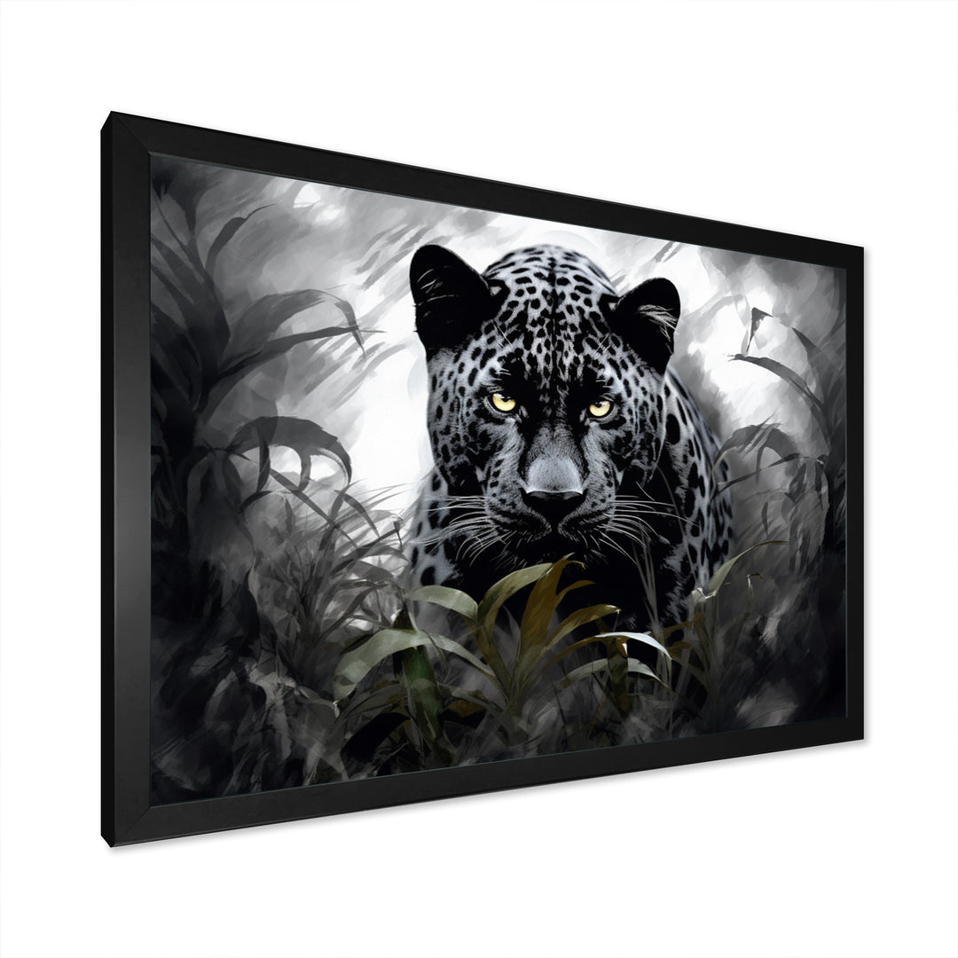 Grey White Panther Silent Majesty - Panther Bedroom Wall Art