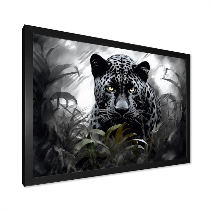 Grey White Panther Silent Majesty - Panther Bedroom Wall Art