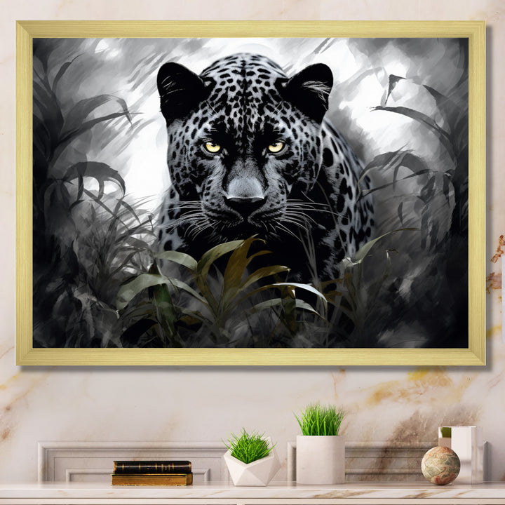Grey White Panther Silent Majesty - Panther Bedroom Wall Art