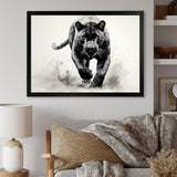 Grey White Panther Silent Stalker Ink - Panther Wall Decor