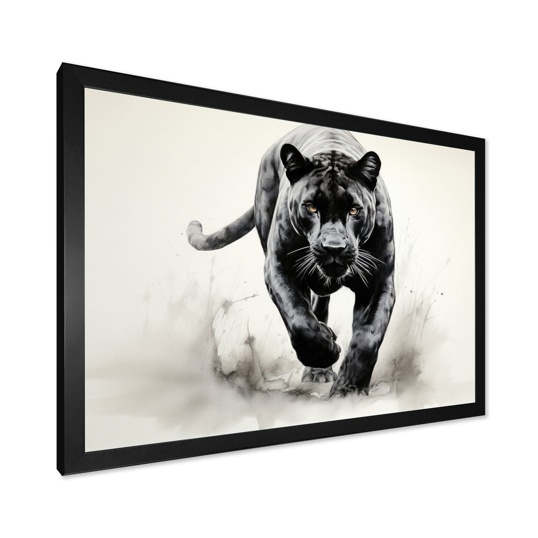 Grey White Panther Silent Stalker Ink - Panther Wall Decor