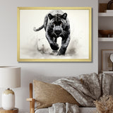 Grey White Panther Silent Stalker Ink - Panther Wall Decor