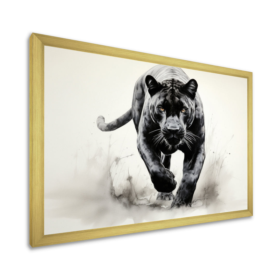 Grey White Panther Silent Stalker Ink - Panther Wall Decor