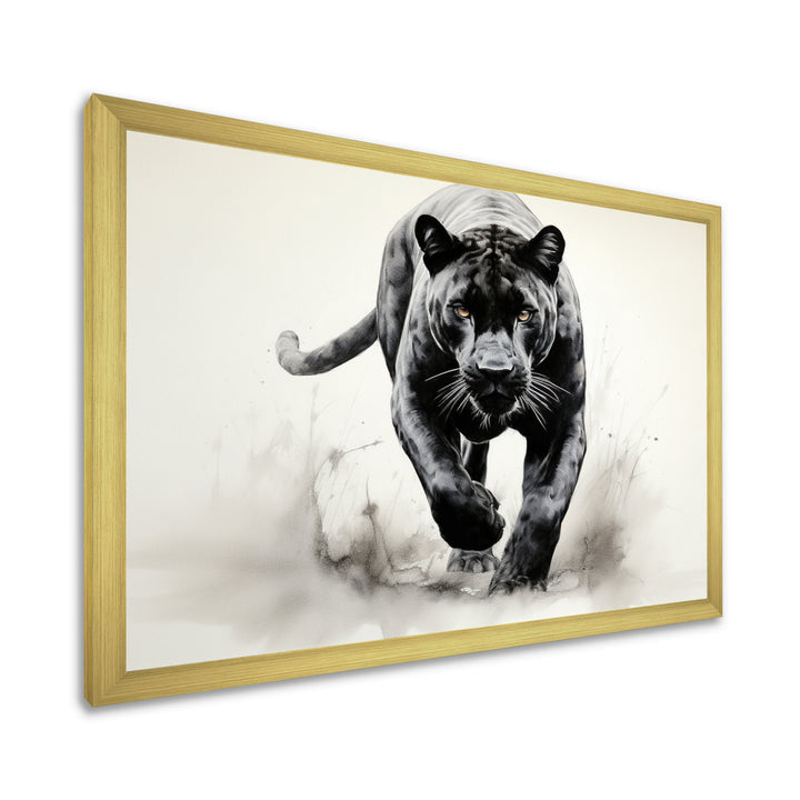Grey White Panther Silent Stalker Ink - Panther Wall Decor