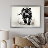 Grey White Panther Silent Stalker Ink - Panther Wall Decor