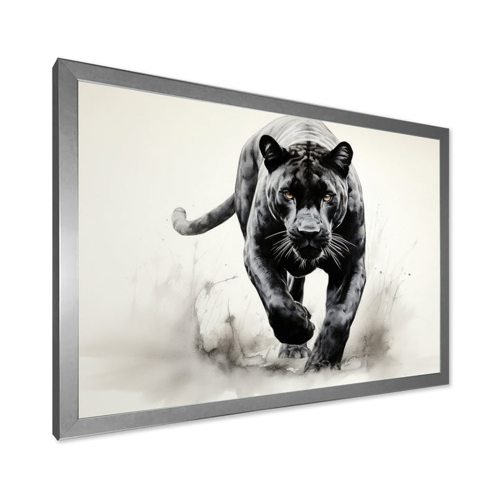 Grey White Panther Silent Stalker Ink - Panther Wall Decor