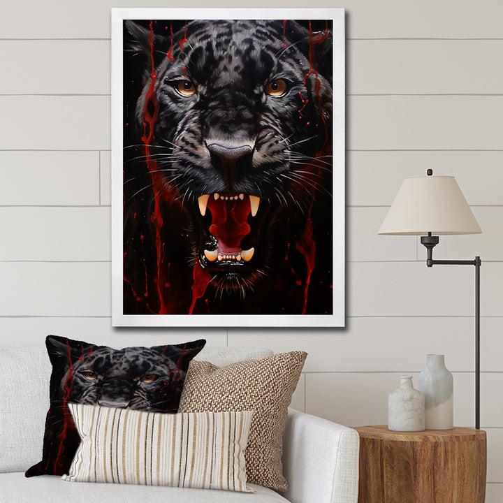 Black Red Panther Stealth And Strength - Panther Wall Decor