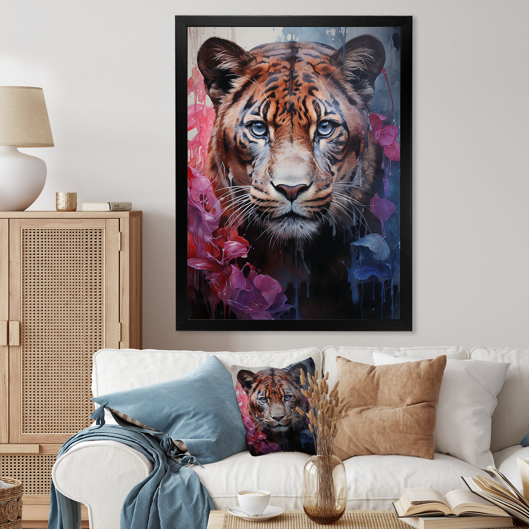 White Pink Panther Surreal Shadows Watercolor - White Panther Wall Art