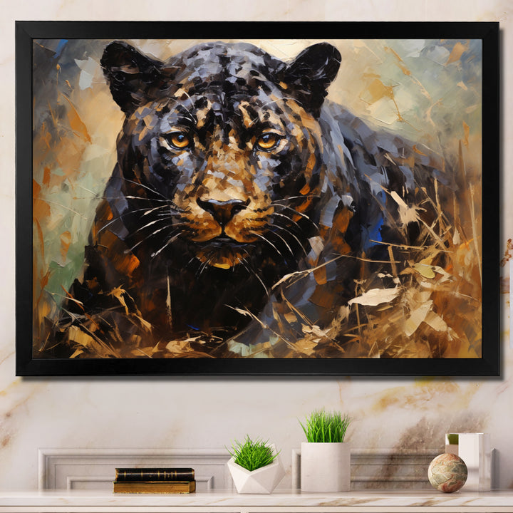 Gold Panther Presence Palette - Panther Large Canvas Wall Art