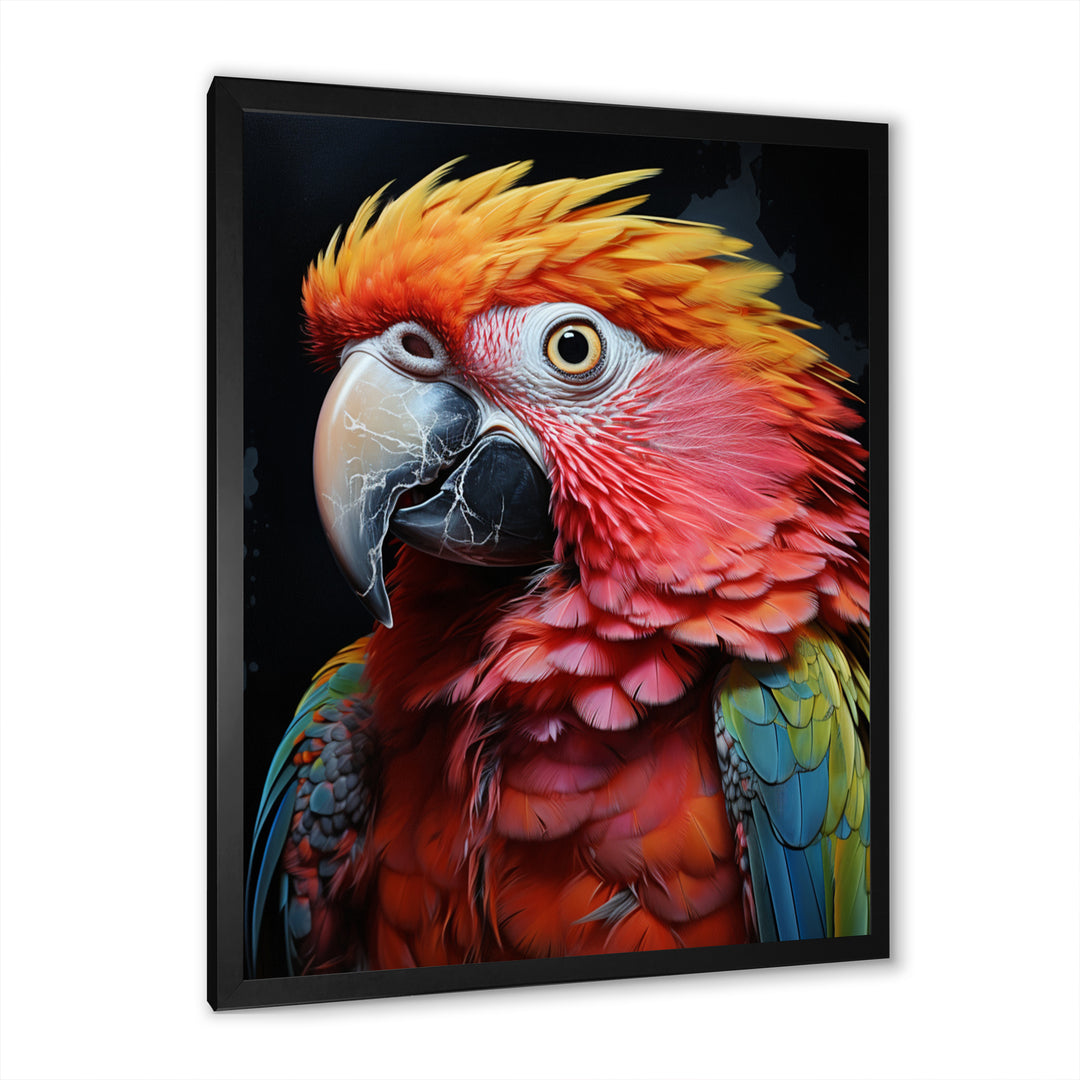 Yellow Red Parrot Colorful Parrot Pointillism - Parrot Wall Decor