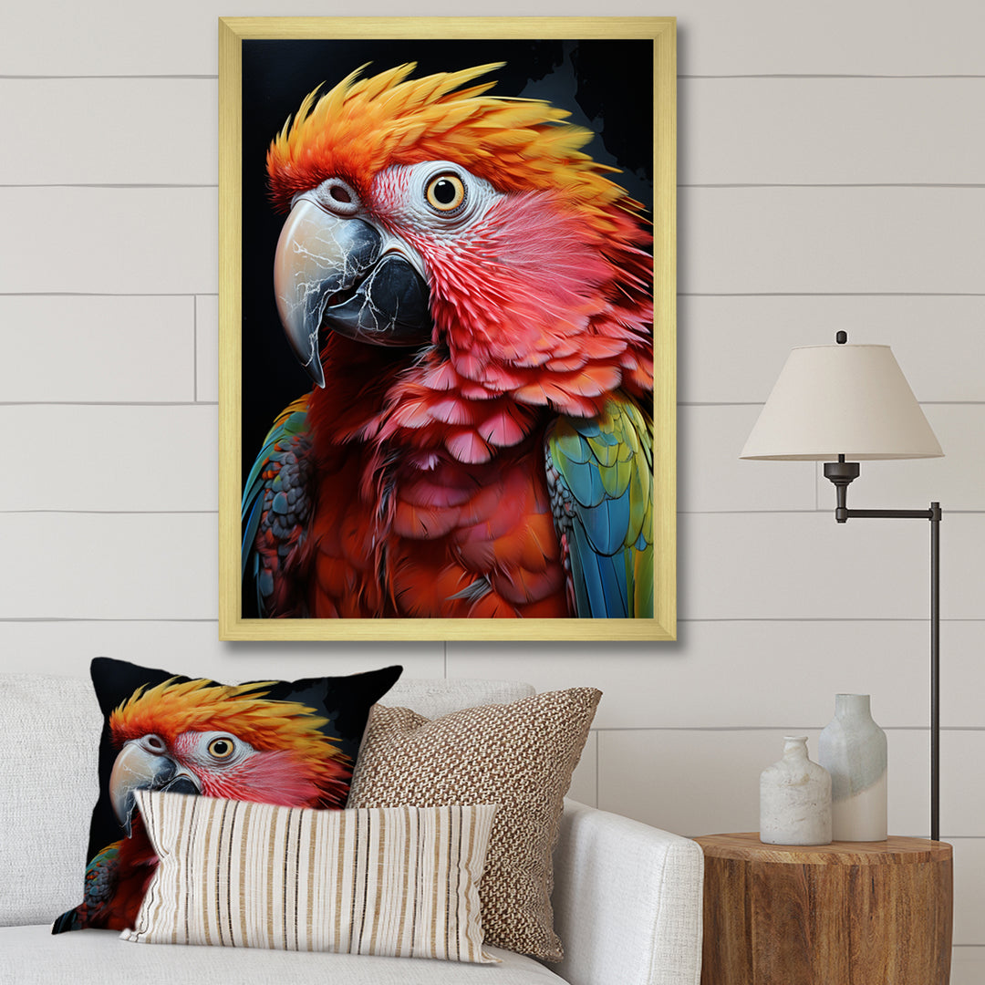Yellow Red Parrot Colorful Parrot Pointillism - Parrot Wall Decor