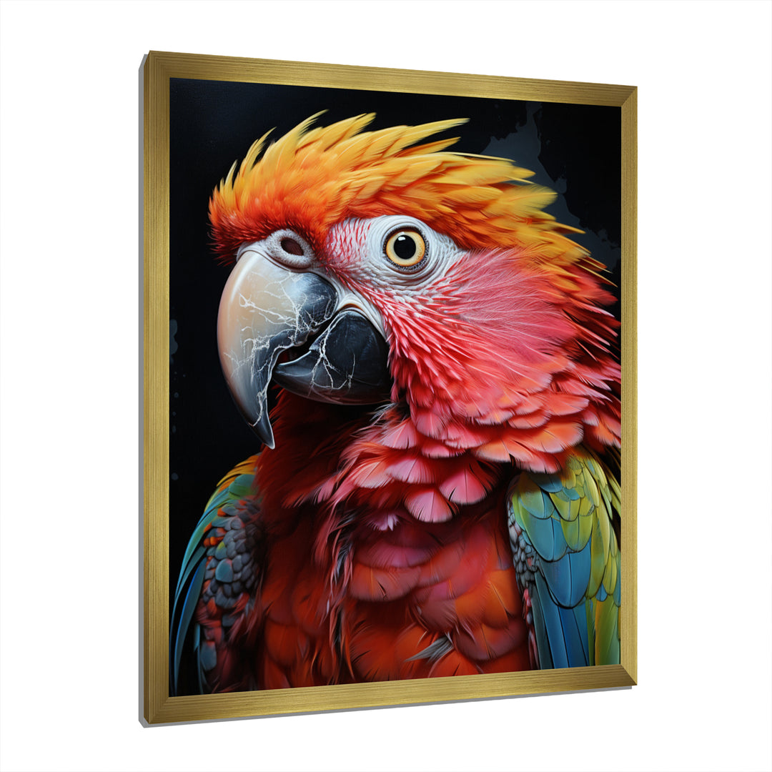 Yellow Red Parrot Colorful Parrot Pointillism - Parrot Wall Decor