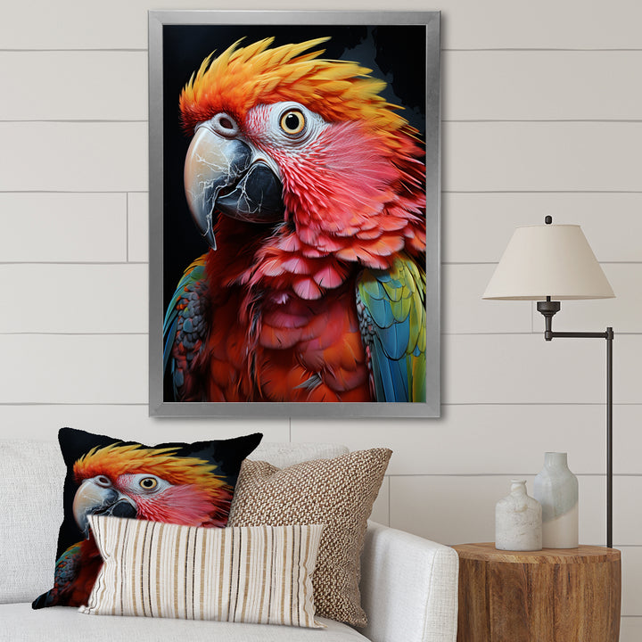 Yellow Red Parrot Colorful Parrot Pointillism - Parrot Wall Decor