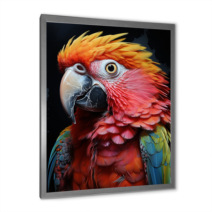 Yellow Red Parrot Colorful Parrot Pointillism - Parrot Wall Decor