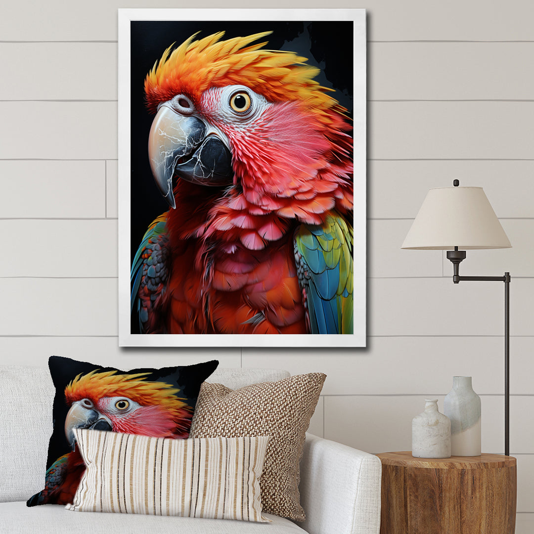 Yellow Red Parrot Colorful Parrot Pointillism - Parrot Wall Decor
