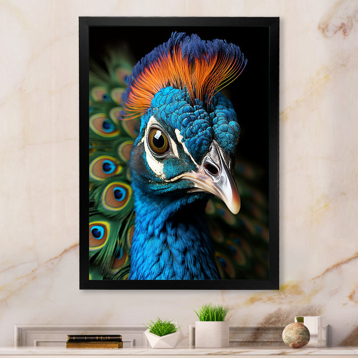Peacock Animal Portrait - Peacock Canvas Wall Art