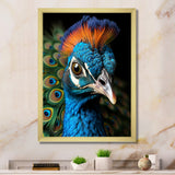 Peacock Animal Portrait - Peacock Canvas Wall Art