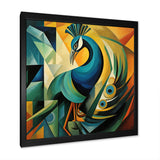 Green Blue Peacock Cubist - Peacock Wall Decor